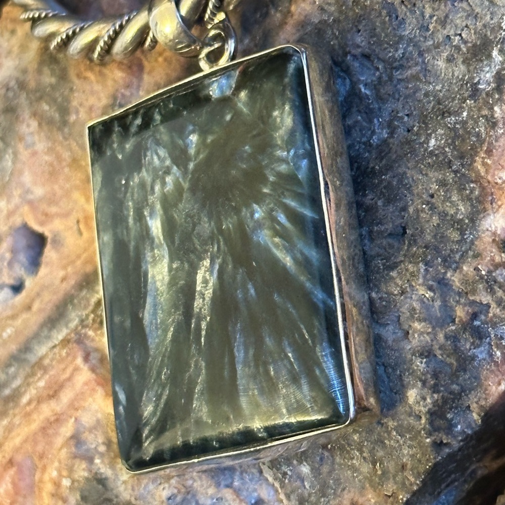 Seraphinite Rectangle Sterling Silver Pendant - image 2